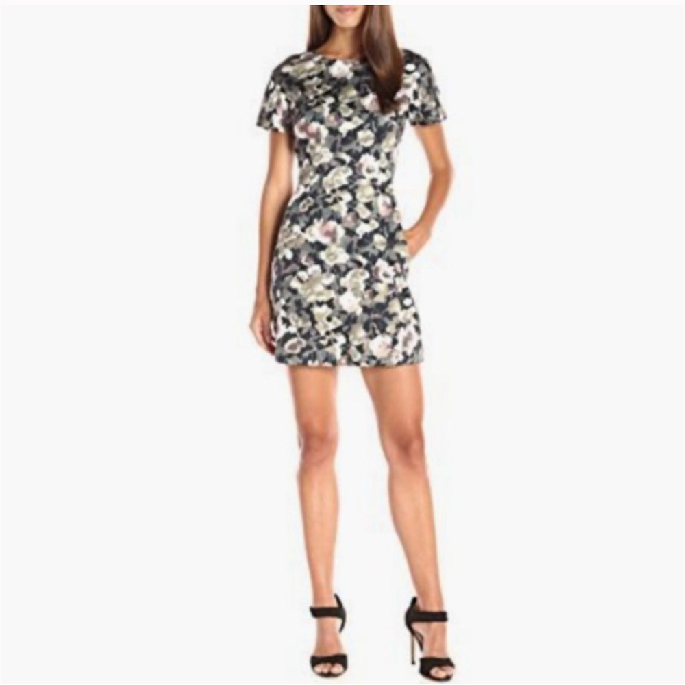 French Connection Floral Mini Dress - Black and White